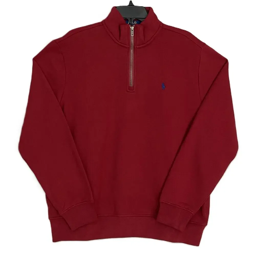 Polo by Ralph Lauren Men's Burgundy Half-Zip Sweatshirt
